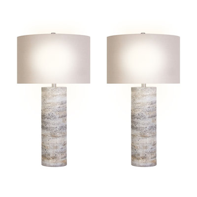 Lampe de table en polyrésine Stonehaven Glow - pierre naturelle - ensemble de 2