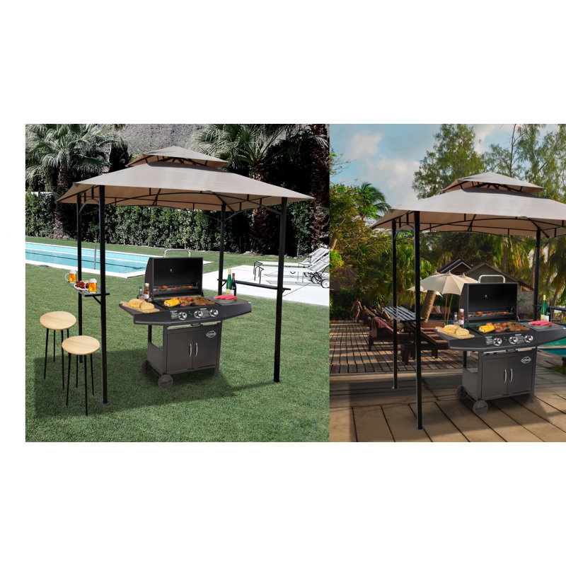 Andra 8 ft x 5 ft Gray Steel Grill Gazebo