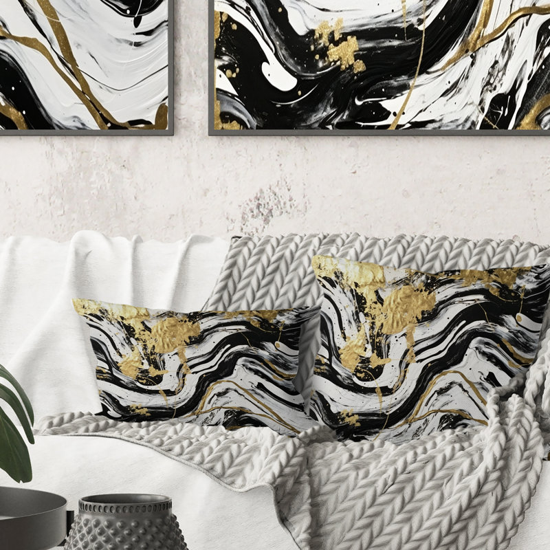 Coussin Golden Wave Reflections I - Abstract Printed