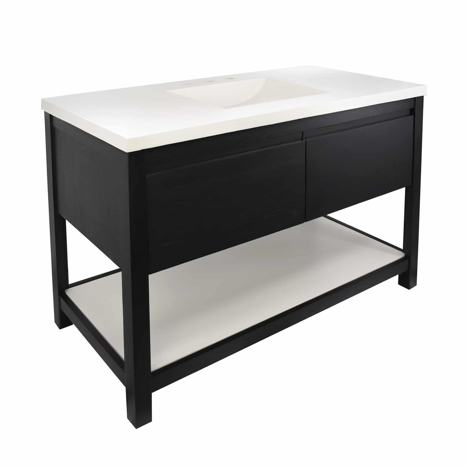 Solace 49" Single Bathroom Vanity Set, Midnight Oak, Pearl