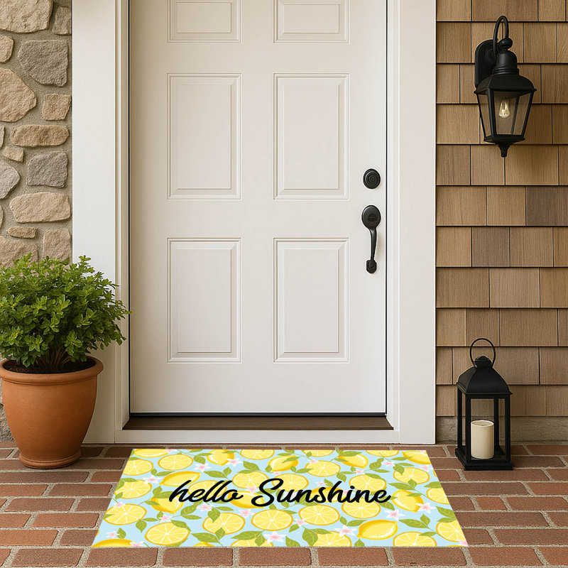 Lemons Hello Sunshine Outdoor Doormat, Blue, 21" W x 34" L