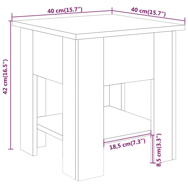 Ivy Bronx Coffee Table 40X40x42 Cm Engineered Wood, Grey Sonoma
