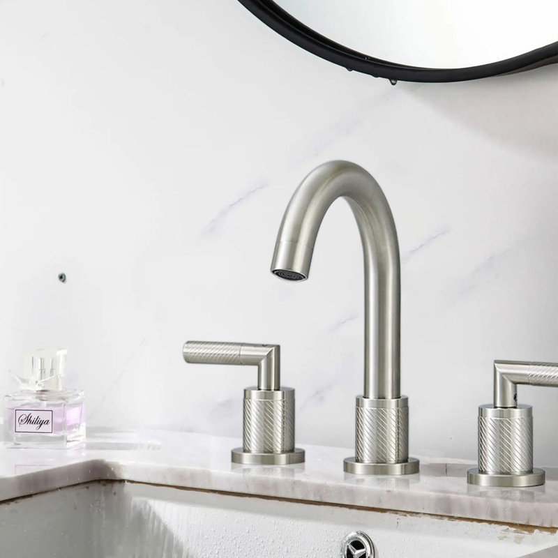 Topcraft 2 handle Widespread Bathroom Sink Faucet , Brushed Nickel