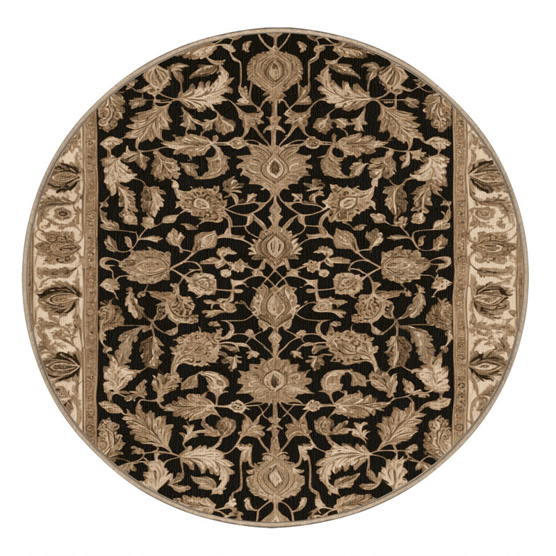 Tapis brun lavable à la machine, Rond 3 pi