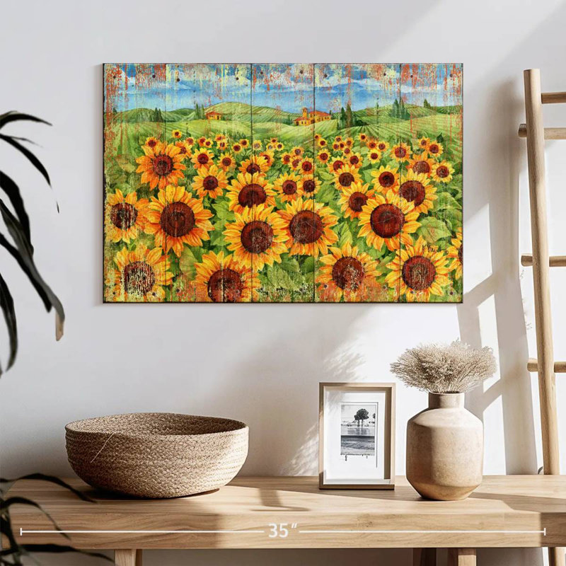 Champ de tournesols Alvord vieilli, H 16 po x l 24 po