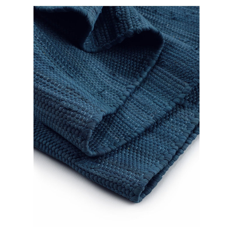 Chindi Uni Solid Colour Hand Crafted Hand Braided Blue Area Rug, Rectangle 160 x 230cm
