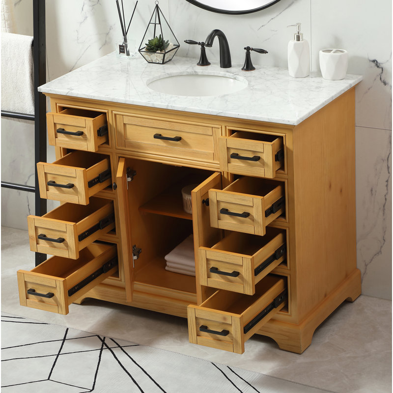 Ensemble de meuble-lavabo simple 42 po Hermes, Brun clair