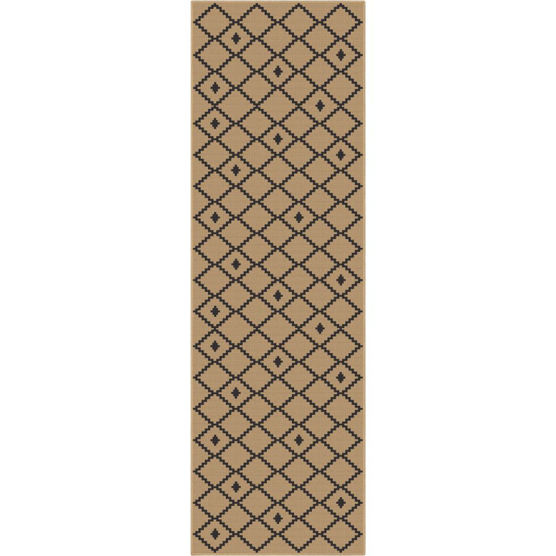 Well-Jute Akita Moroccan Lattice Flat-Weave Black Area Rug, Runner 2'3" x 7'3"
