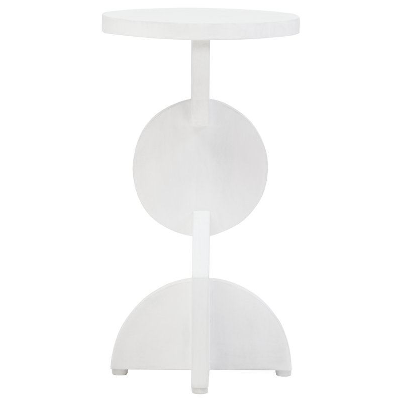 White Finish Mango Wood Abstract Side Table, White