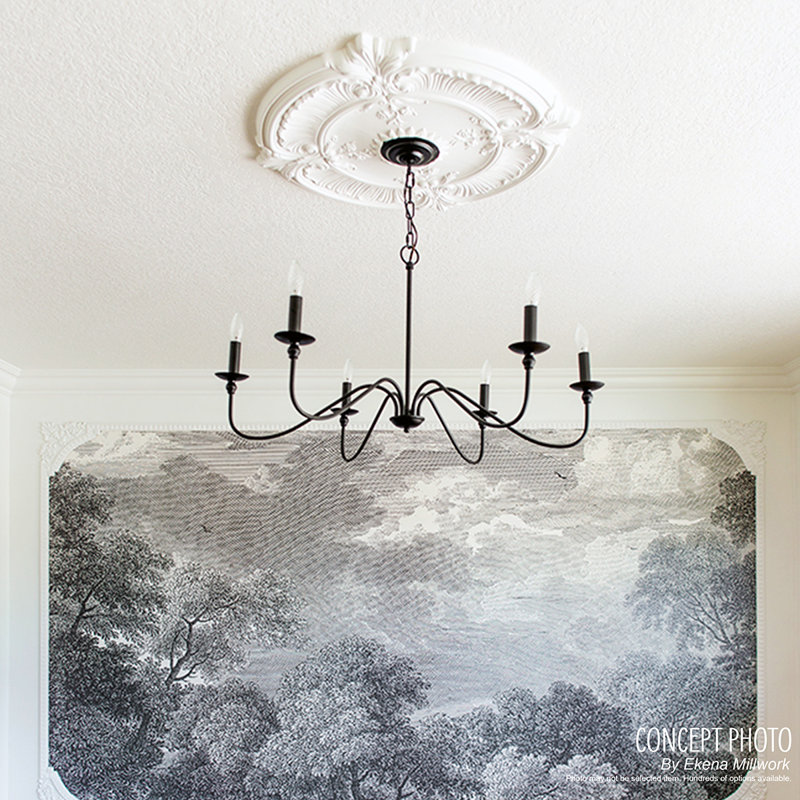 Médaillon de plafond Endurathane Acanthus, P 11 3/8 po x P 2 po, finition de rêve minuit peinte à la main
