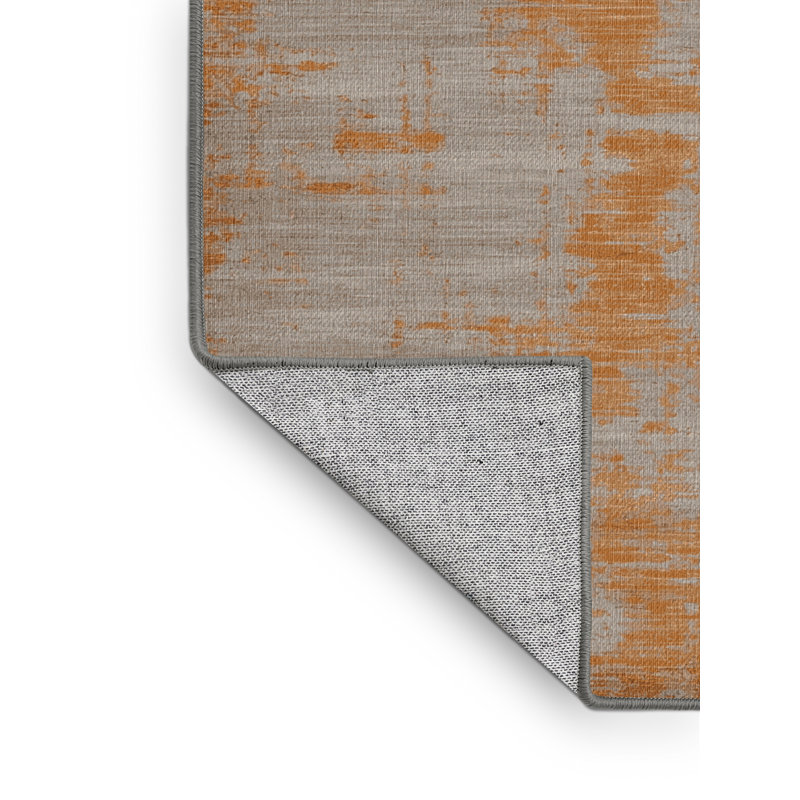 Machine Washable Abstract Gray Area Rug, Rectangle 4' x 6'