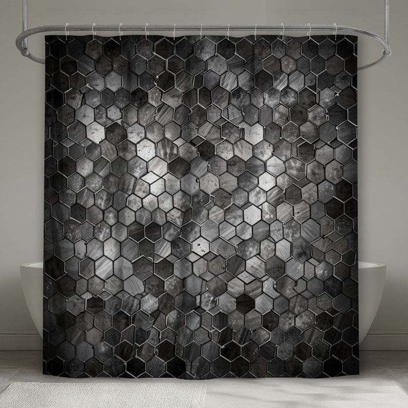 Rideaux de douche Metall Hexagon Tiles, L 70 po x H 72 po