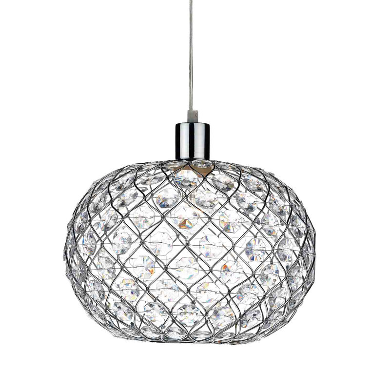 21 cm H Oval Pendant Shade ( Screw On ), Polished Chrome