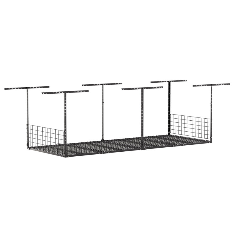 Support de rangement supérieur pour garage 3 x 8 pi, système de rayonnage de plafond réglable, rangement d'organisation de garage avec rails latéraux, capacité de 600 lb
