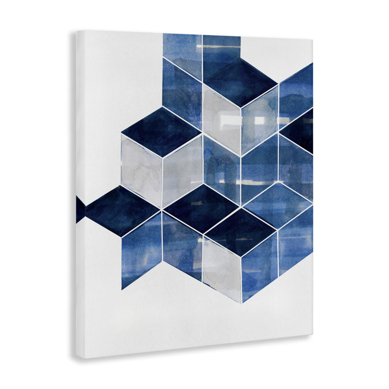 «Stacked Geometric Cubes», art mural sur toile par Steller Design Studio, H 30 po x l 24 po