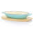 Martha Stewart 2 Piece Enameled Cast Iron Oval Casserole Birch Wood Trivet Set In Aqua-59805343
