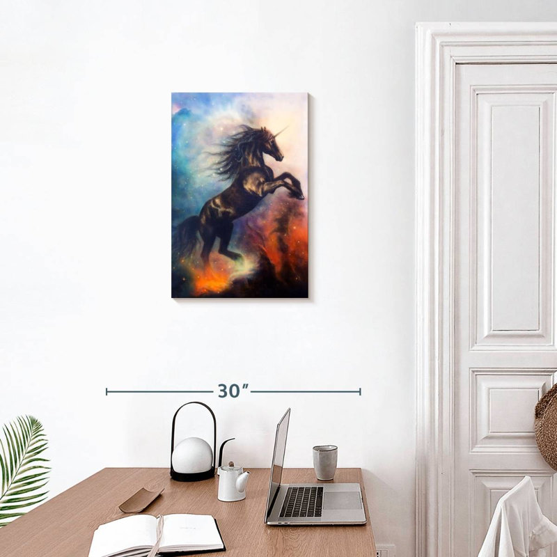 Kelan Cosmic Black Unicorn, 24" H x 16" W