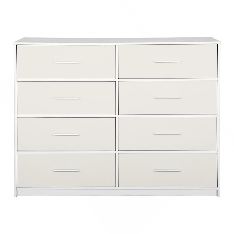Commode 8 tiroirs avec tiroirs en tissu, Blanc