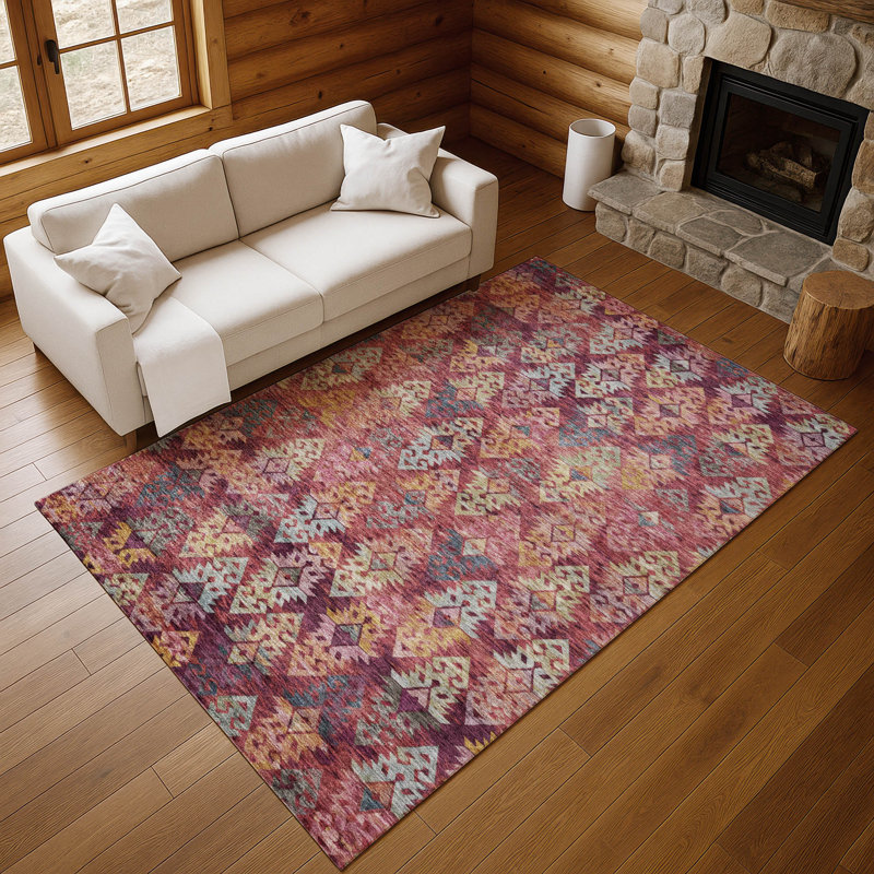 Premium Machine Washable Marasco AMF1637 Diamonds Rug, Rectangle 3' x 5'