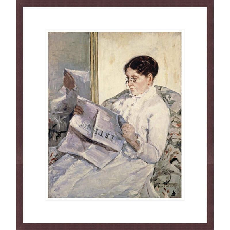 Reading 'Le Figaro' by Mary Cassatt -Framed Giclee Print, H 20,66 po x l 17,75 po