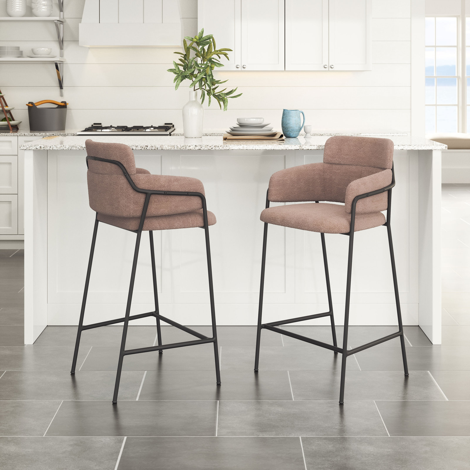 Kidman Bar Stool, Counter Stool (26" Seat Height), Brown