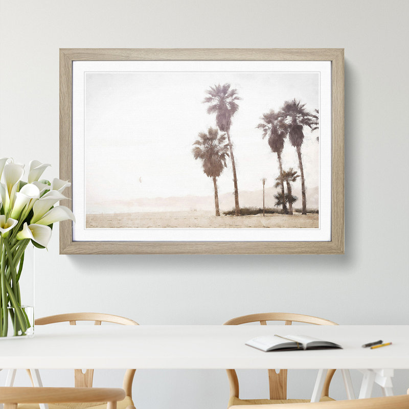 Palm Tree Beach Vol.2 - Framed Print, 48cm H x 65cm W x 2cm D, Oak Framed