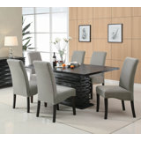 Pedestal Dining Set in Black and Gray
