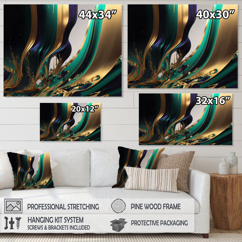 «Green and Gold Agate III», impression sur toile, H 24 po x l 32 po x P 1 po, Toile tendue