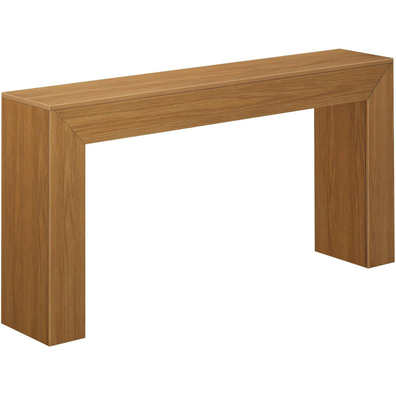 Console en bois massif de 66 pouces, table d'entrée étroite moderne pour le couloir, derrière le canapé, le salon, le vestibule, finition brossée au pacane