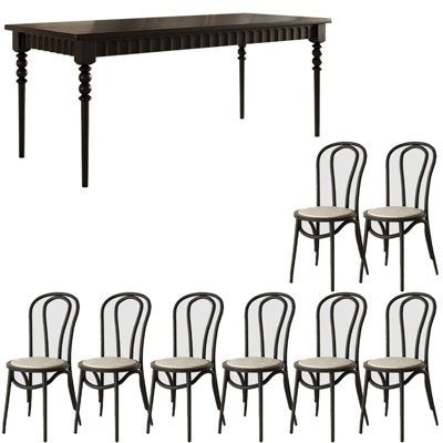 French style retro solid wood dining table set