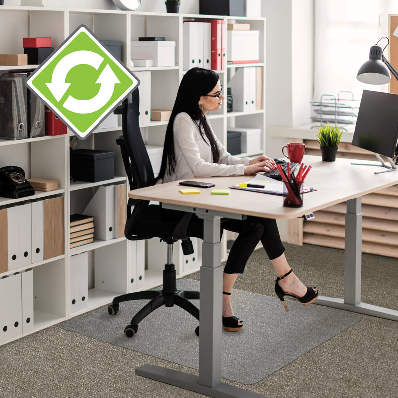 Clear Enhanced Polymer Rectangular Chair Mat for Carpets