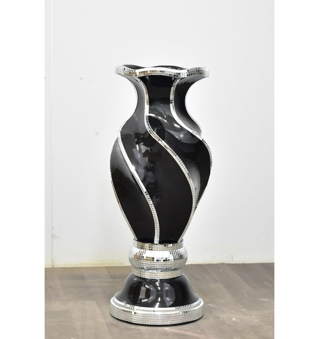 Floor Vase Large 40X60Cm Crushed Diamond Crystal Sparkly Mirrored Black V049