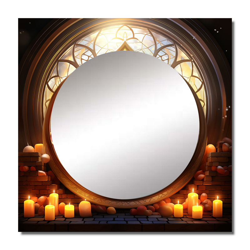 Lamarria - Décoration murale miroir bouddhiste carré pour chambre à coucher, 23 po x 23 po