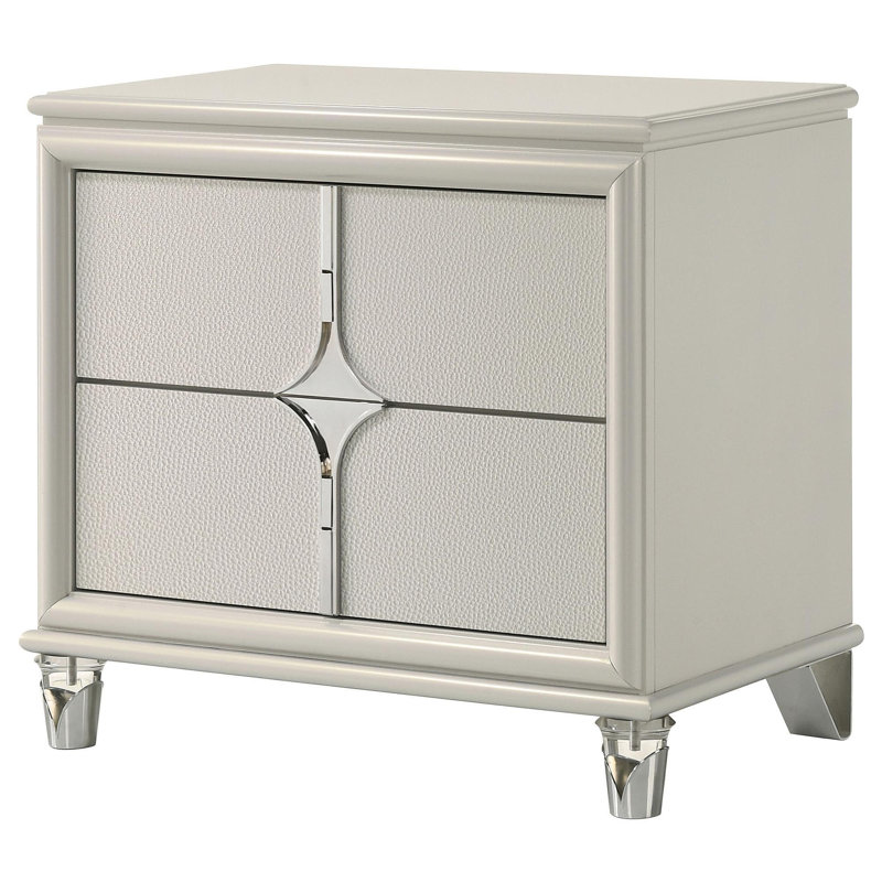Table de chevet blanche à 2 tiroirs Gwendolyn Pearl