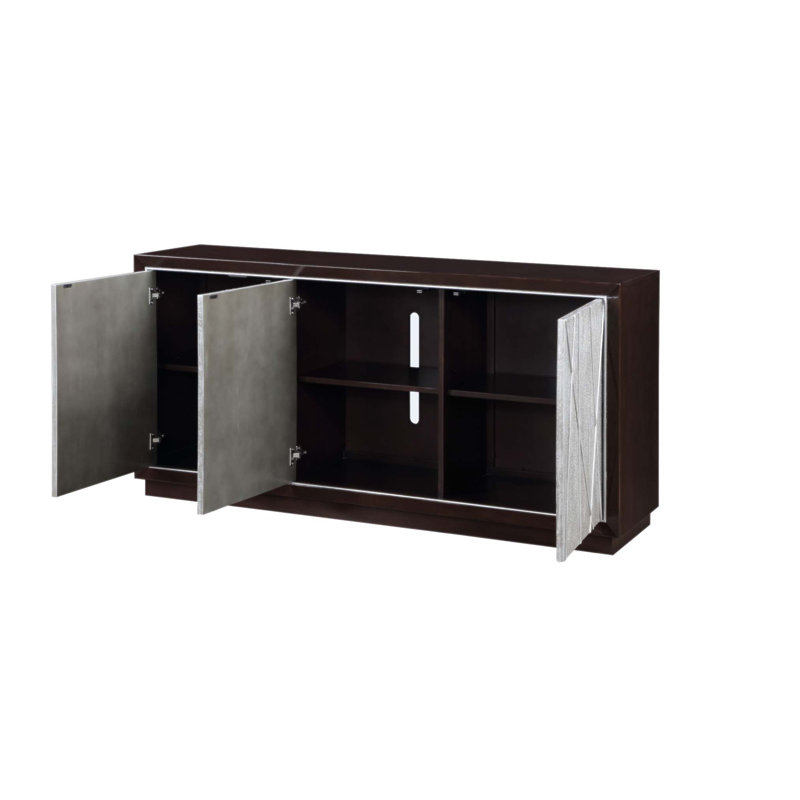 Armoire à finition métallique avec motif géométrique et portes à ouverture tactile Geranio, parfaite pour la décoration moderne.