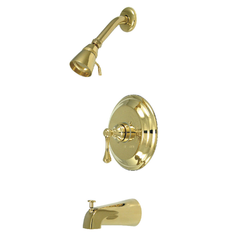 Kingston Brass Metropolitan Single-Handle Pressure Balanced Tub and Shower Faucet, Polished Brass