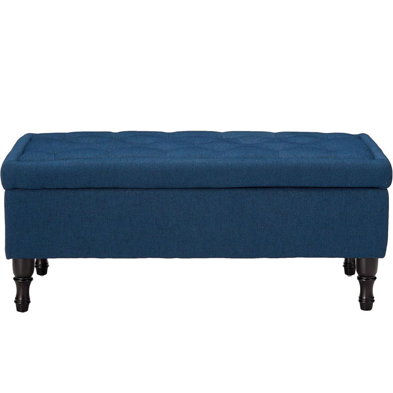 Fabric Ottoman Storage Bench, Blue