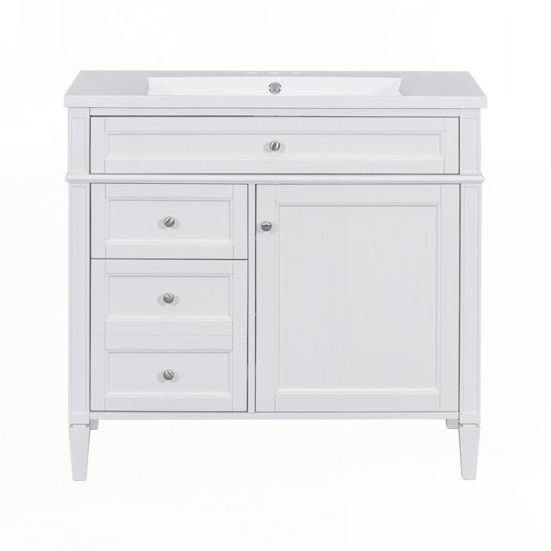 Meuble-lavabo 36 po avec lavabo supérieur, Blanc
