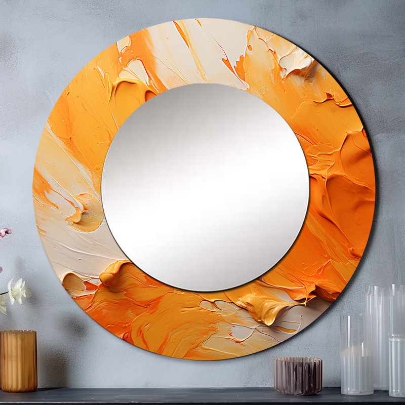 Miroir mural Tangerine Tango I - paysages uniques, miroir rond jaune, impression sur métal, 23 po x 23 po