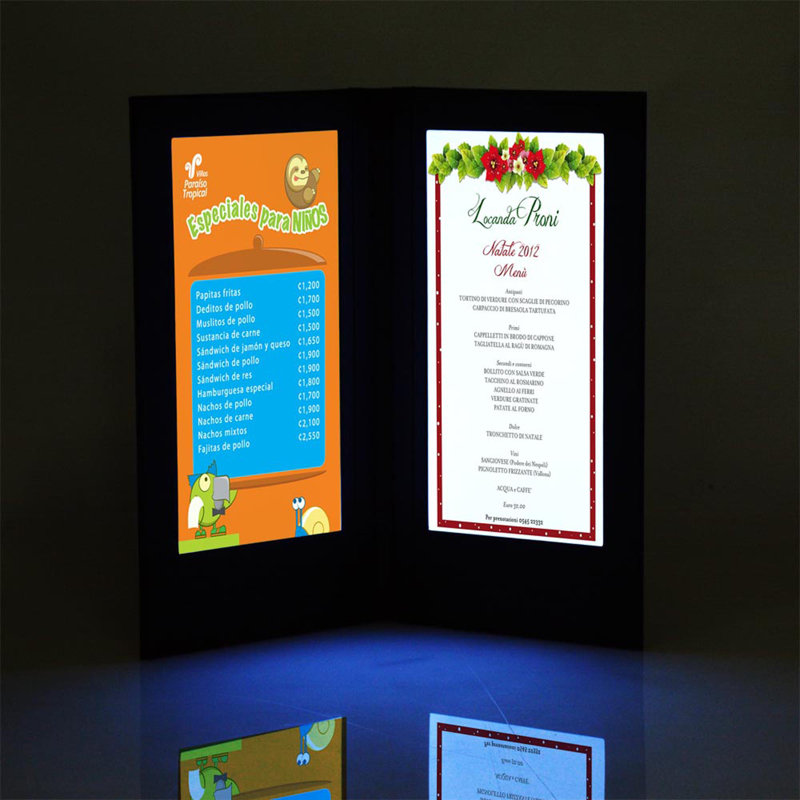 Backlit Illuminated Menu Holder, 7.25" H x 14" W x 0.5" D