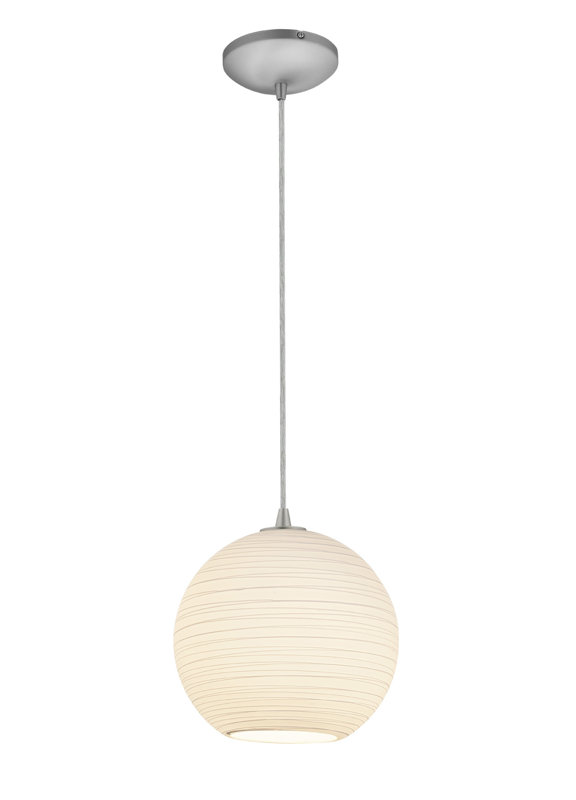Pendentif globe à 1 lumière Weber, Corde, Acier brossé, H 54 po x l 8 po x P 8 po