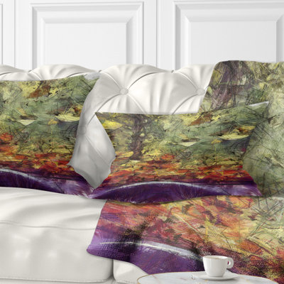 Coussin lombaire à imprimé abstrait paysage d'automne