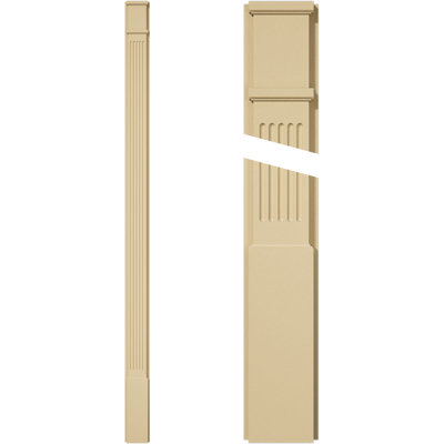 Signature Urethane Fluted Pilaster w/ Decorative Capital & Base, 6"W x 108"H x 2"P (Pair), Base Can Be Trimmed Up to 6 5/8", High Density Milled Urethane, Factory Primed Tan, Sold As Pair