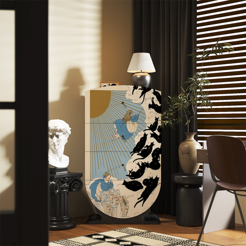 Commode d'appoint 4 tiroirs Modern, Noir, noir, noir, noir