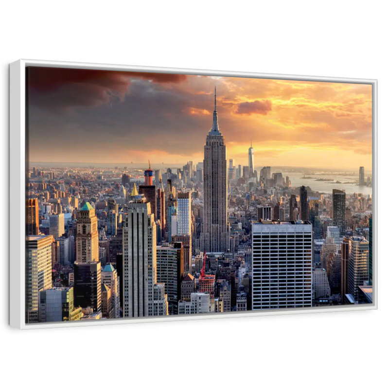 New York City High Rises, Cadre flottant blanc, 25 po x 17 po