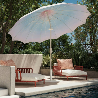 9FT Pagoda Outdoor Patio Gradient Umbrella with LED Lights