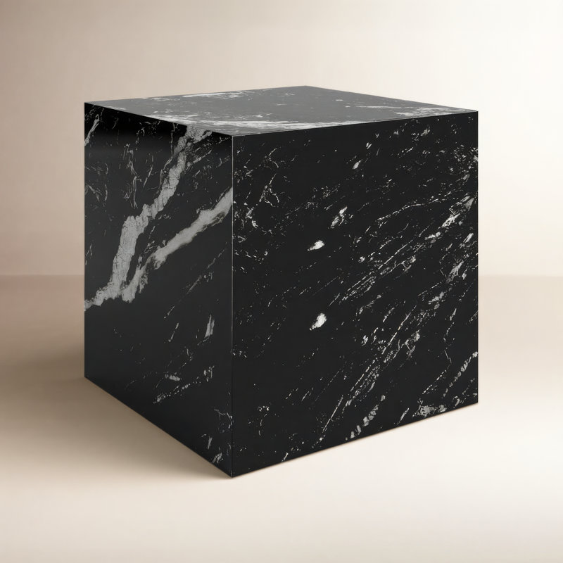 Bolzano Stone End Table, Black