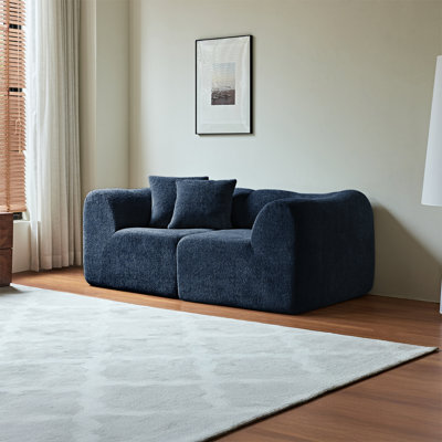 Canapé moderne en tissu de velours 2 places avec coussins - causeuse peu encombrante pour petit salon, bureau, appartement