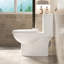 Une toilette, 1,1 / 1,6, chasse d'eau Tornado, hauteur, siège de chaise confortable, double siphon, cuve sans rebord, blanc brillant à fermeture douce, fonctionnement en douceur, efficacité de l'eau moderne