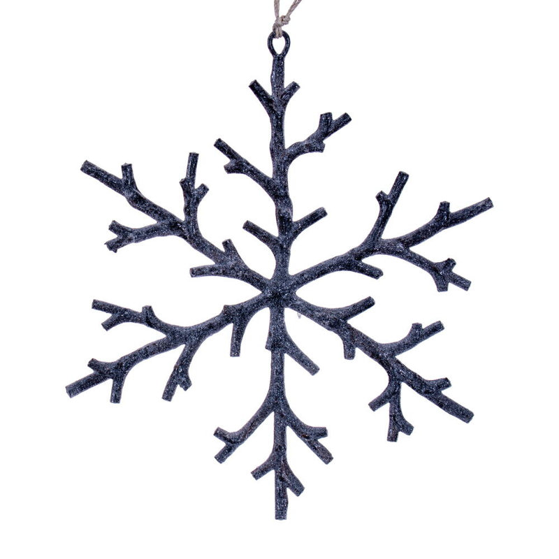 Vickerman Twig Snowflake Ornament. Includes 8 pieces per bag., Frosted Brown, 0.5" H x 8" W x 8" D